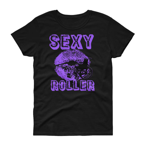 Sexy Roller, Purple on Black Women's T-Shirt