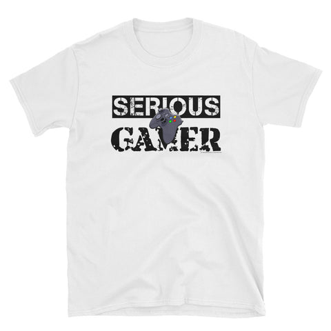 SERIOUS GAMER-Short-White Sleeve T-Shirt